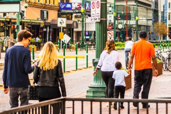 People walking in downtown Houston