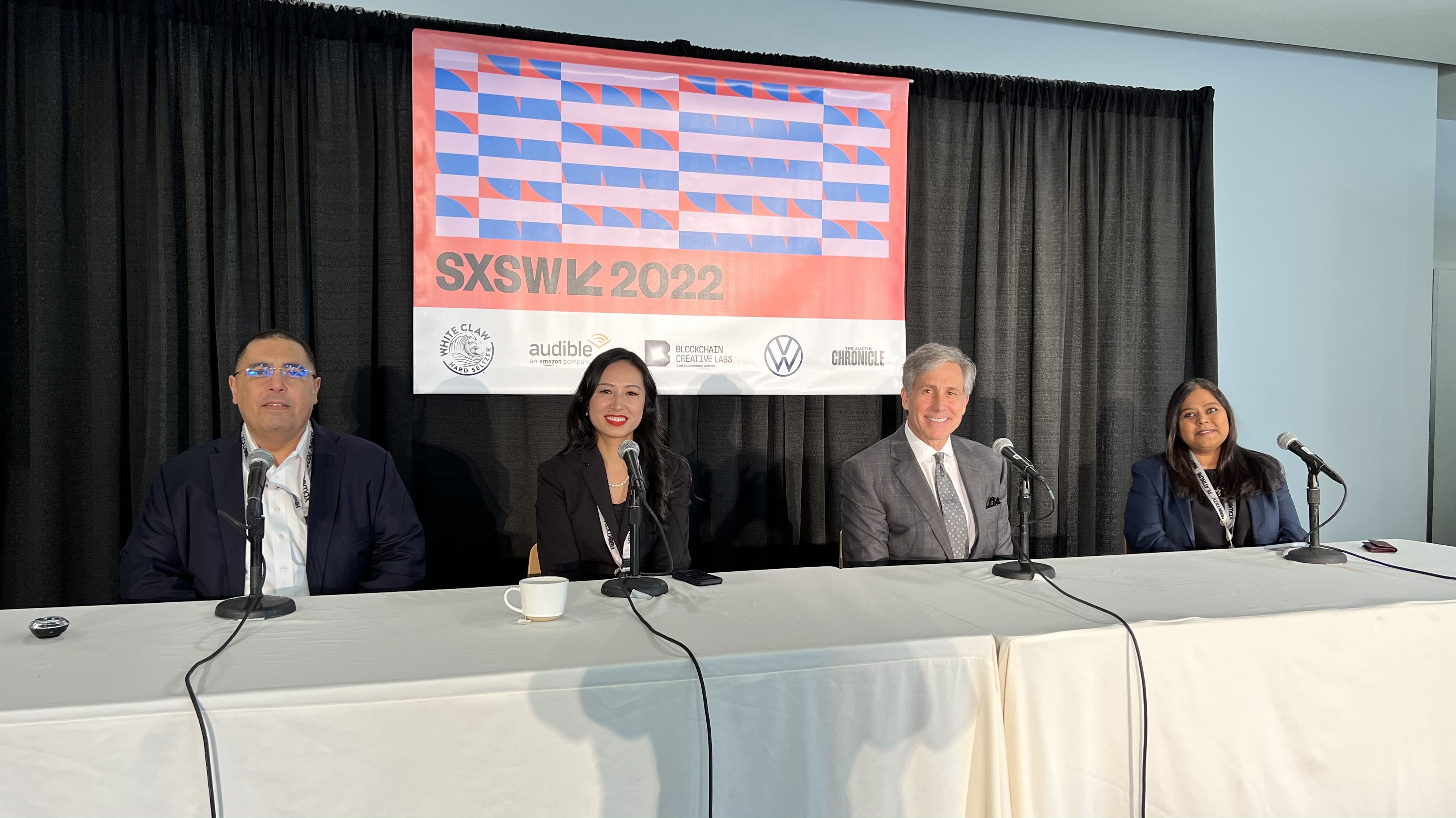 Houston House Panelists. From left: Hossam Elbadawy, Grace Chan, Shawn Cumberland, Vidisha Prasad